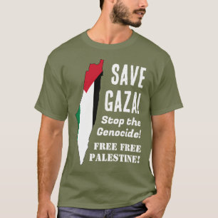 Red Gaza Stop de genocide T-shirt