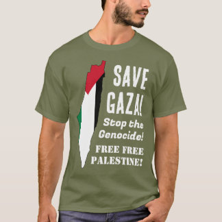 Red Gaza Stop de genocide T-shirt