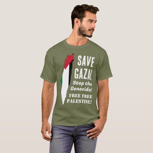 Red Gaza Stop de genocide T-shirt (Voorkant volledig)