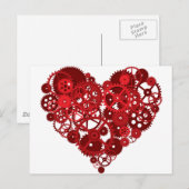 Red Gears Heart Briefkaart (Voorkant / Achterkant)