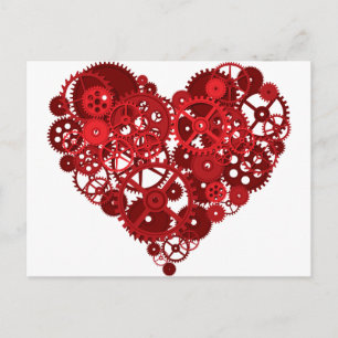 Red Gears Heart Briefkaart