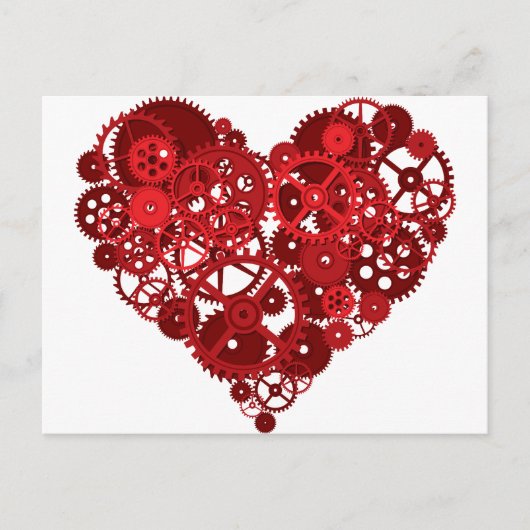 Red Gears Heart Briefkaart (Voorkant)