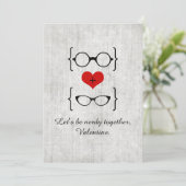 Red Geeky Glasses Valentijnsdag Flat Kaart (Staand voorkant)