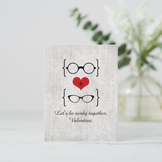 Red Geeky Valentijnsdag Briefkaart (Staand voorkant)