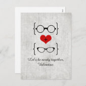 Red Geeky Valentijnsdag Briefkaart (Voorkant / Achterkant)