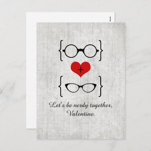 Red Geeky Valentijnsdag Briefkaart (Voorkant / Achterkant)