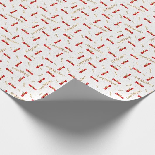 Red Gefeliciteerd Diploma Afstuderen jaar Cadeaupapier (Hoek)