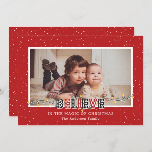 Red gelooft in de Magic Photo met kerstkaarten Feestdagenkaart (Voorkant / Achterkant)