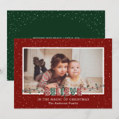 Red gelooft in de magische kerstfoto feestdagenkaart (Voorkant / Achterkant)