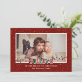 Red gelooft in de magische kerstfoto feestdagenkaart (Staand voorkant)