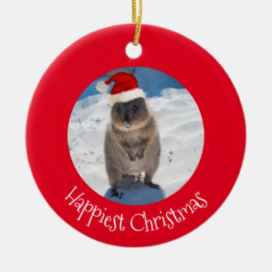 Red Gelukkig Kerstmis Quokka Beach Australië Keramisch Ornament