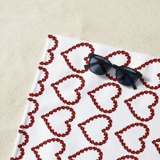 Red Gemstone Art, Ruby hart Gemstone Beach Towel Strandlaken (In situ)