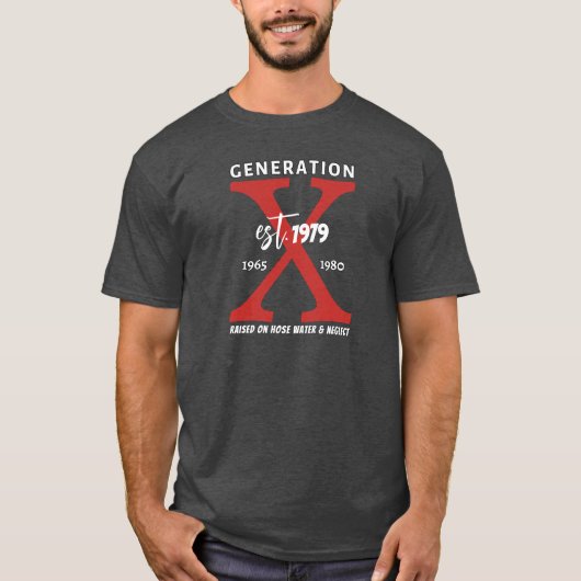 Red Generation X Personaliseer uw jaar T-shirt (Voorkant)