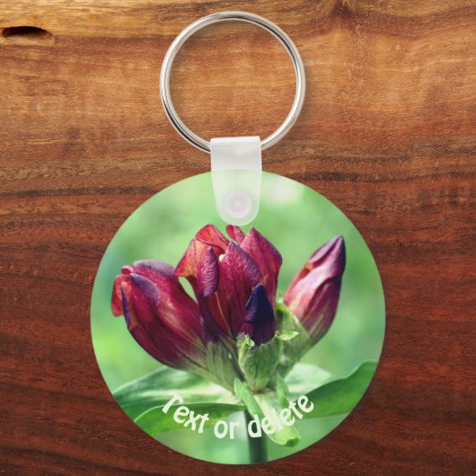 Red Gentian Flower Personalized Sleutelhanger (Achterkant)
