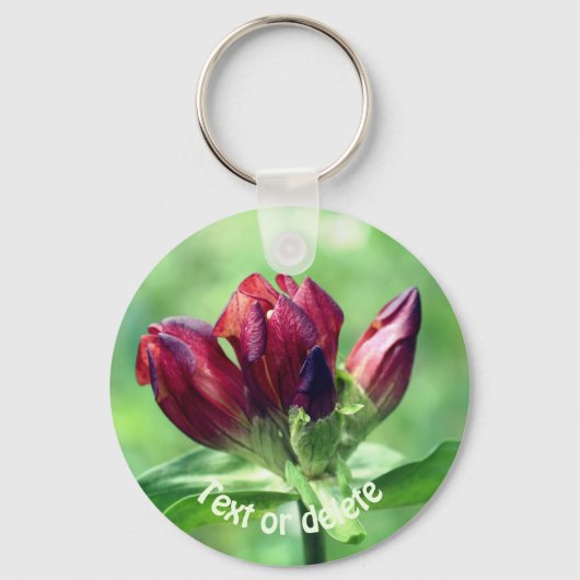 Red Gentian Flower Personalized Sleutelhanger (Achterkant)