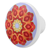 Red Geo Peony op Blauw Keramische Knop (Rechts)