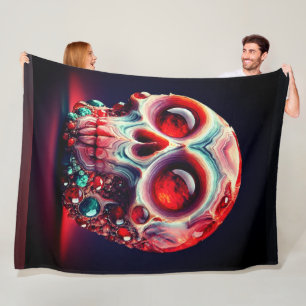 Red Geode Skull Fleece Deken