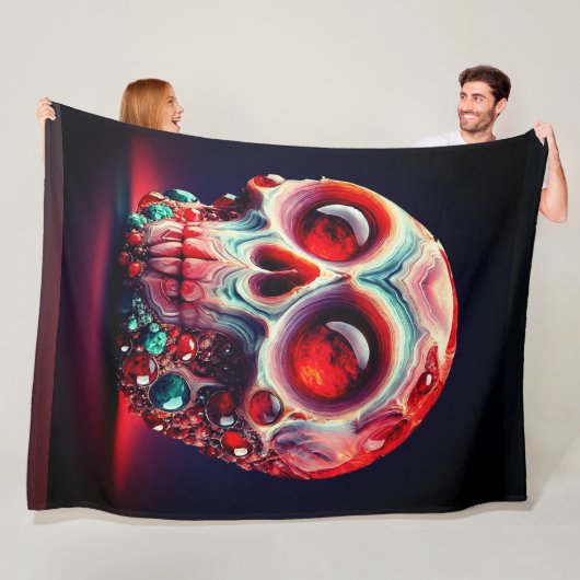 Red Geode Skull Fleece Deken (In situ)