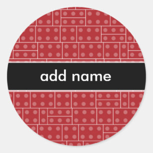 Red Geometric Building Block Patroon Ronde Sticker