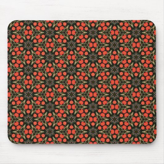 Red Geometric Floral Pattern Muismat (Voorkant)