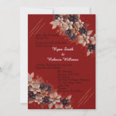 Red Geometric Floral Wedding Invitation Kaart (Voorkant)
