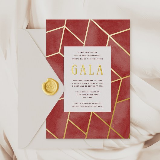 Red Geometric Gala Gold Foil Invitation Folie Uitnodiging