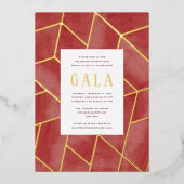 Red Geometric Gala Gold Foil Invitation Folie Uitnodiging (Voorkant)