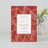 Red Geometric Gala Gold Foil Invitation Folie Uitnodiging (Staand Voorkant)