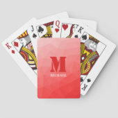 Red geometric mesh pattern Monogram Pokerkaarten (Achterkant)