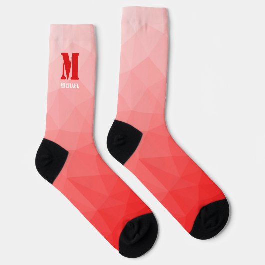 Red geometric mesh pattern Monogram Sokken (Rechts)