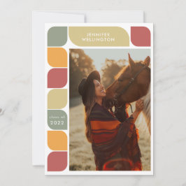 Red Geometric Retro Lijst Foto 2022 Afstuderen Aankondiging