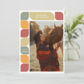 Red Geometric Retro Lijst Foto 2022 Afstuderen Aankondiging (Staand voorkant)