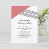 Red Geometric Stripe Gradution Party Invite Kaart (Staand voorkant)