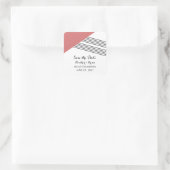 Red Geometric Stripe Save the Date Stickers (Tas)