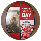 Red Geometrical Dad Happy Father Day Foto Bas Basketbal (Verticaal)