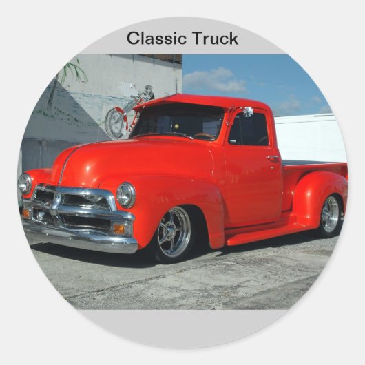 Red Gepersonaliseerd Pickup Truck Ronde Sticker (Voorkant)