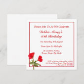Red Geranium Birthday Invitation Kaart (Voorkant / Achterkant)