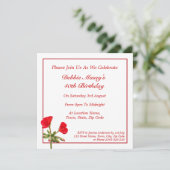 Red Geranium Birthday Invitation Kaart (Staand voorkant)