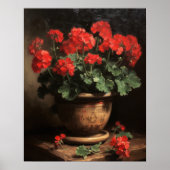 Red Geranium Flowers Art Print Poster (Voorkant)