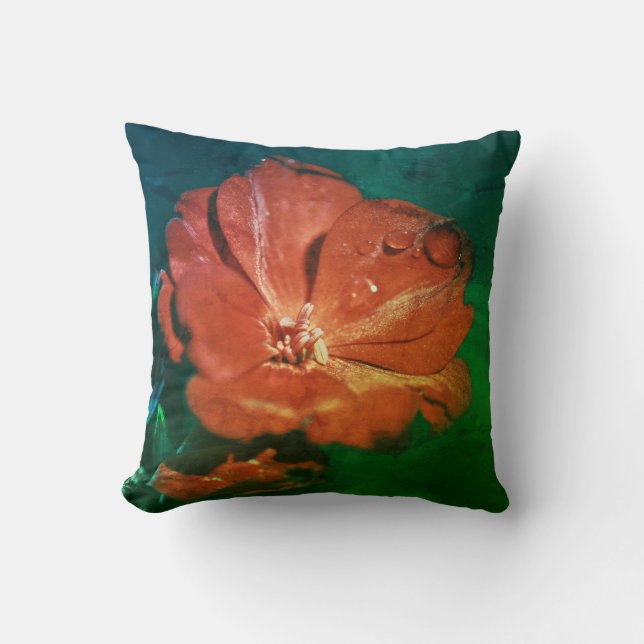 Red Geranium Pelargonium Flower Cushion Pillow Kussen (Voorkant)