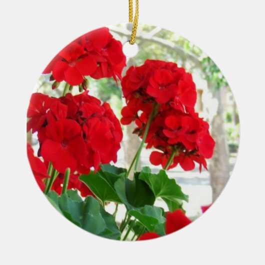 Red Geraniums Flower Ornament (Voorkant)