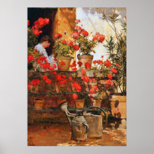 Red Geraniums Impressionisme Poster