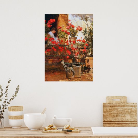 Red Geraniums Impressionisme Poster (Keuken)