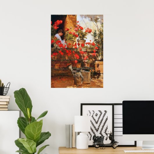 Red Geraniums Impressionisme Poster (Thuiskantoor)