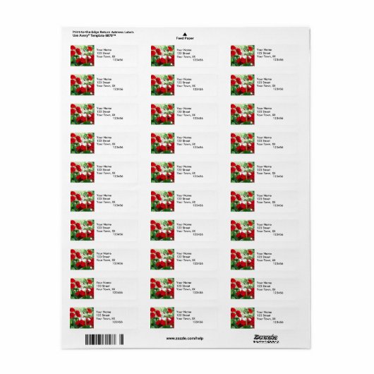 Red Geraniums Return Address Labels (Full Sheet)