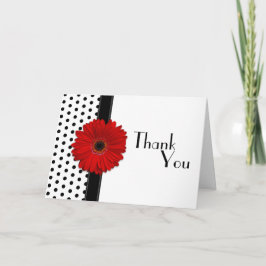 Red Gerber Black White Polka Weddenschap Bedankt