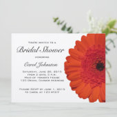 Red Gerber Daisy Bridal Shower Kaart (Staand voorkant)