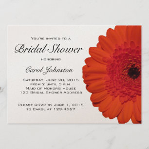 Red Gerber Daisy Bridal Shower Kaart