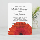 Red Gerber Daisy Bridal Shower Kaart (Staand voorkant)