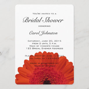 Red Gerber Daisy Bridal Shower Kaart